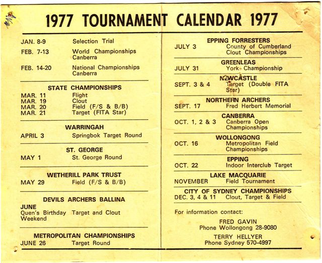 ASNSW Calendar 1977
