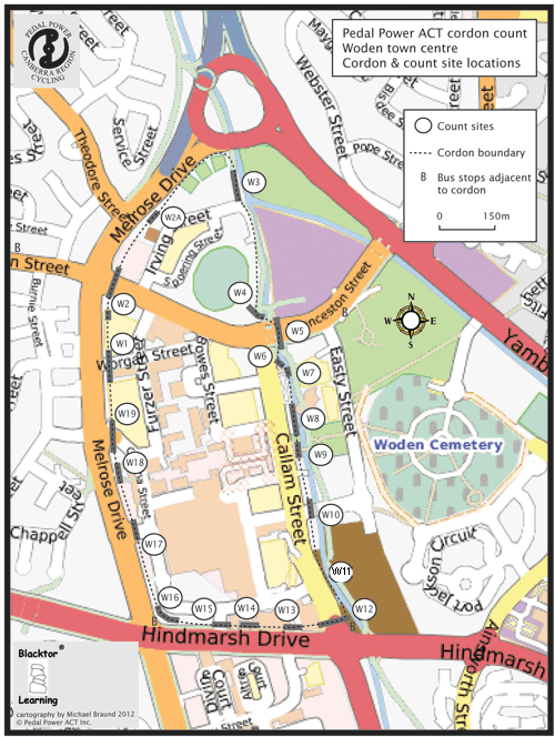 Woden count sites locations map